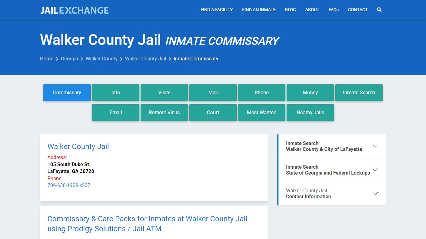 Inmate Commissary, Care Packs - Walker County Jail, GA